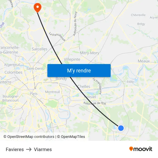 Favieres to Viarmes map