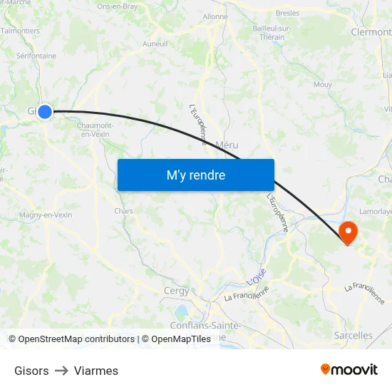 Gisors to Viarmes map