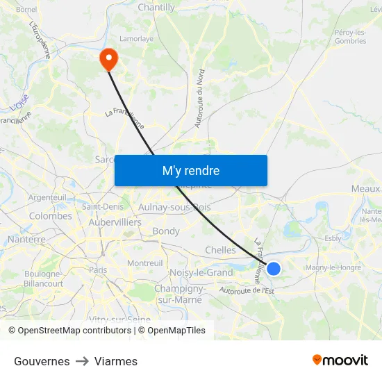 Gouvernes to Viarmes map