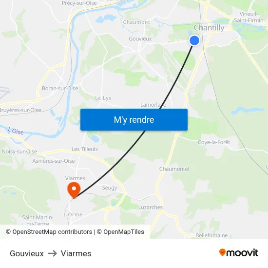 Gouvieux to Viarmes map