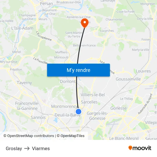 Groslay to Viarmes map