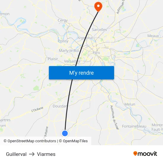 Guillerval to Viarmes map