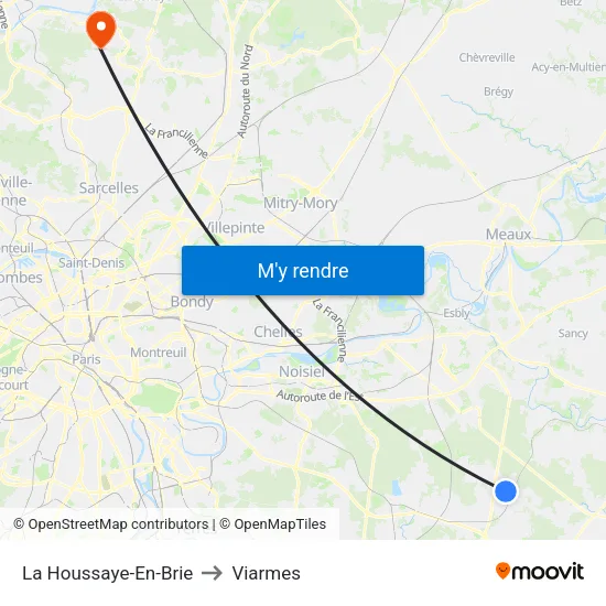 La Houssaye-En-Brie to Viarmes map