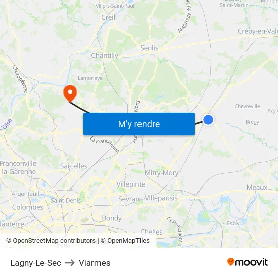 Lagny-Le-Sec to Viarmes map