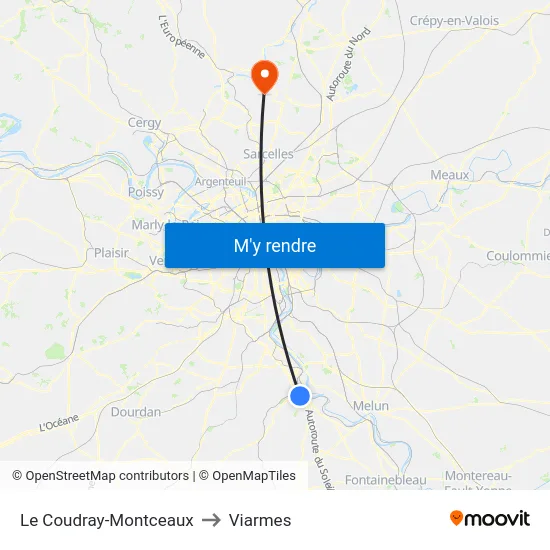 Le Coudray-Montceaux to Viarmes map