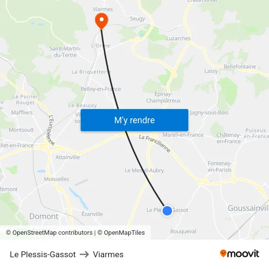 Le Plessis-Gassot to Viarmes map