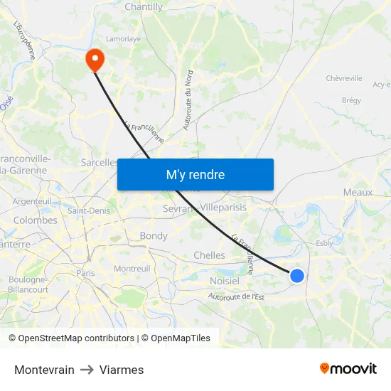 Montevrain to Viarmes map