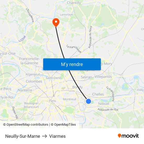 Neuilly-Sur-Marne to Viarmes map