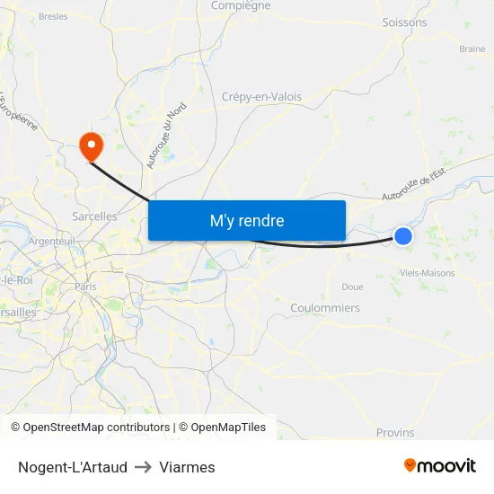 Nogent-L'Artaud to Viarmes map
