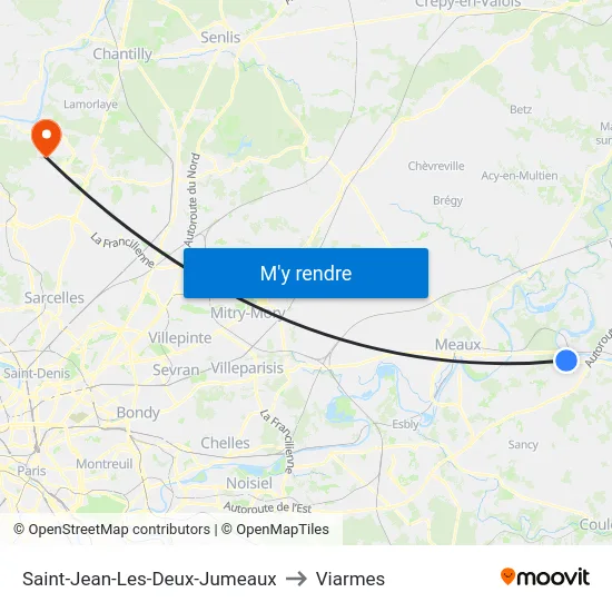 Saint-Jean-Les-Deux-Jumeaux to Viarmes map