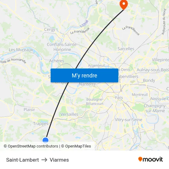 Saint-Lambert to Viarmes map