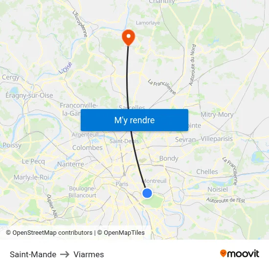 Saint-Mande to Viarmes map