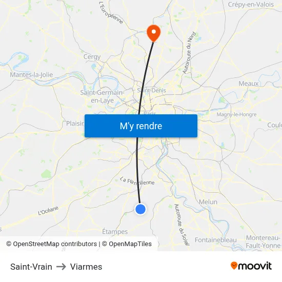 Saint-Vrain to Viarmes map