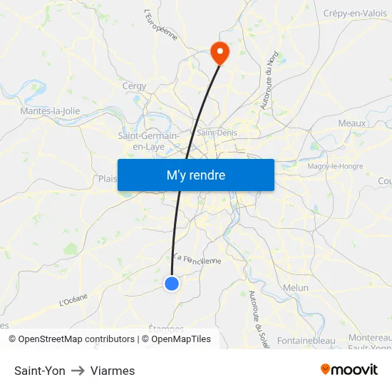 Saint-Yon to Viarmes map