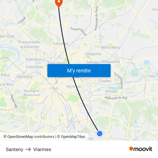 Santeny to Viarmes map