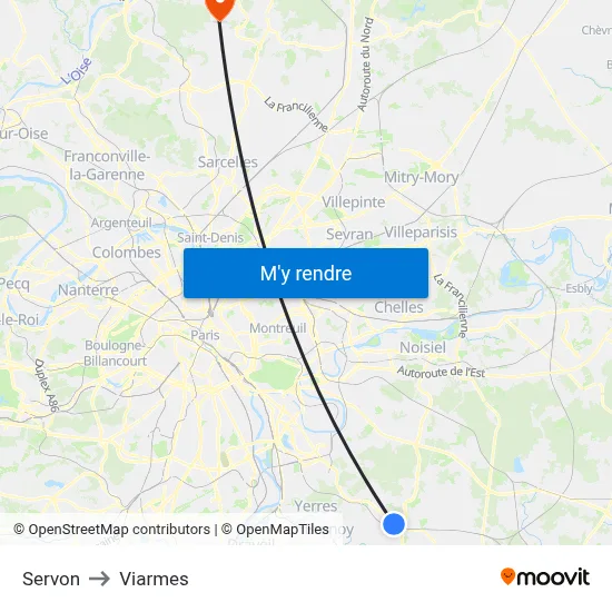 Servon to Viarmes map