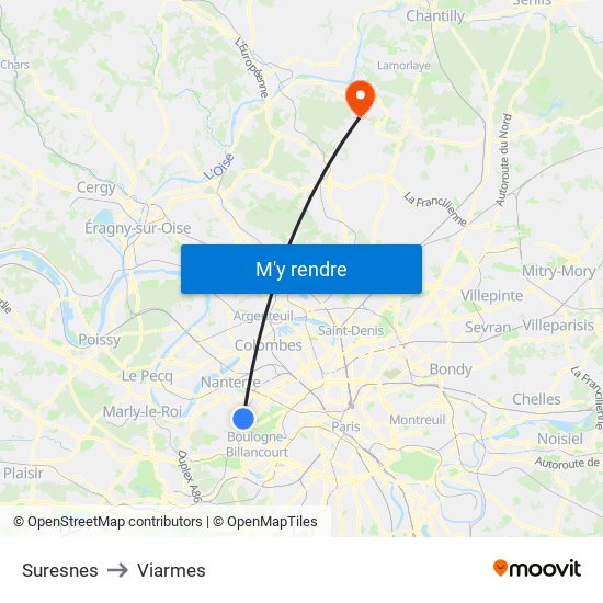 Suresnes to Viarmes map