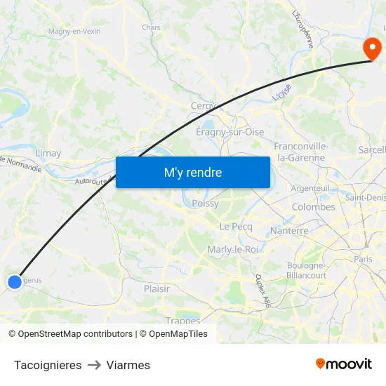 Tacoignieres to Viarmes map