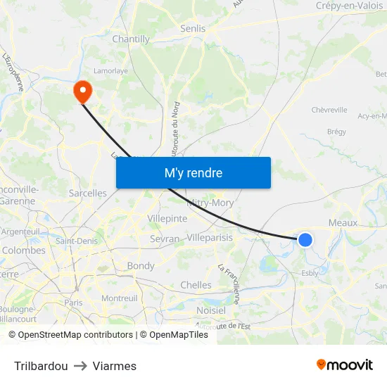 Trilbardou to Viarmes map