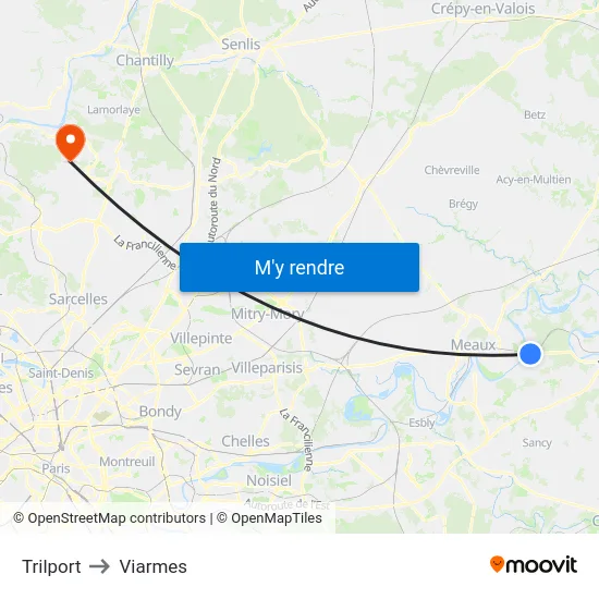 Trilport to Viarmes map