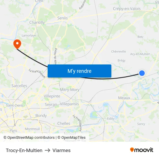 Trocy-En-Multien to Viarmes map