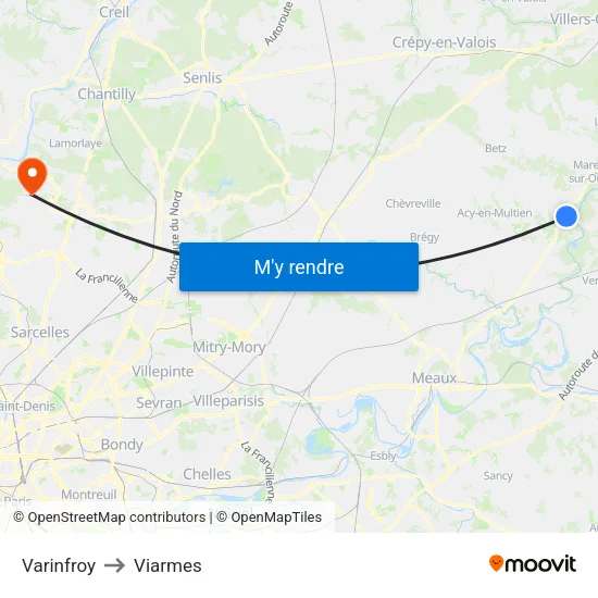 Varinfroy to Viarmes map