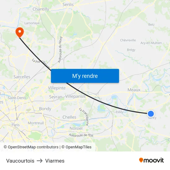 Vaucourtois to Viarmes map