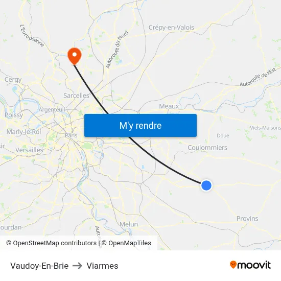 Vaudoy-En-Brie to Viarmes map