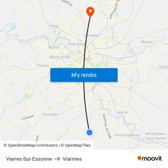 Vayres-Sur-Essonne to Viarmes map