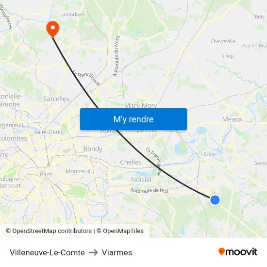 Villeneuve-Le-Comte to Viarmes map
