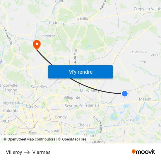 Villeroy to Viarmes map