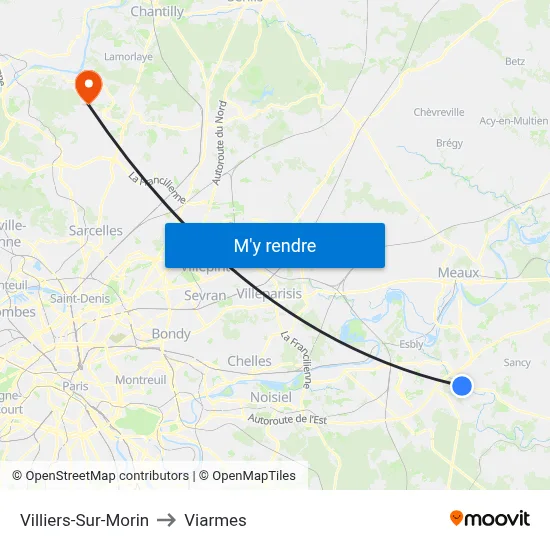 Villiers-Sur-Morin to Viarmes map