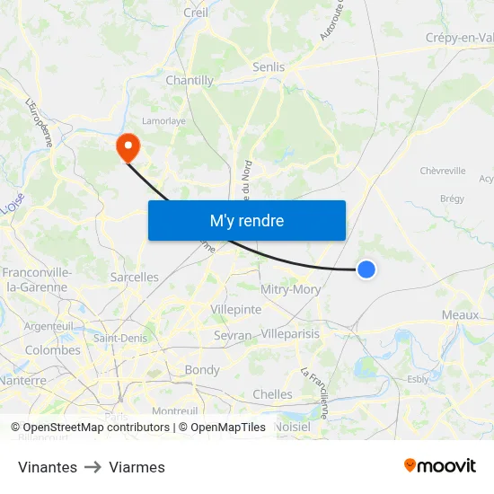 Vinantes to Viarmes map