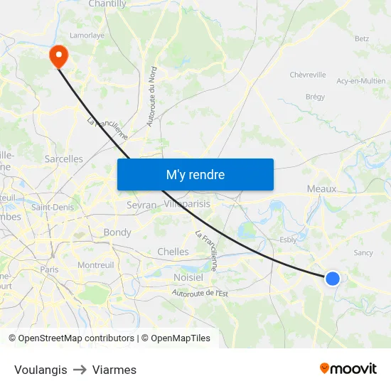 Voulangis to Viarmes map