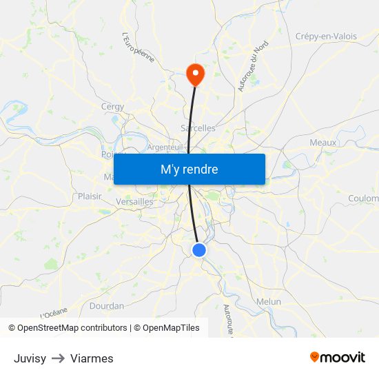 Juvisy to Viarmes map
