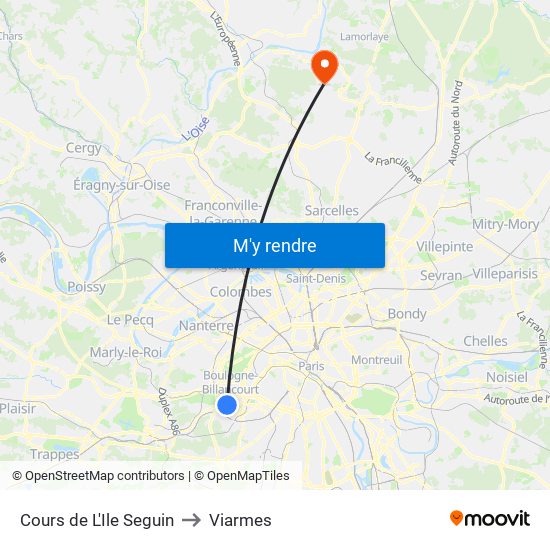 Cours de L'Ile Seguin to Viarmes map