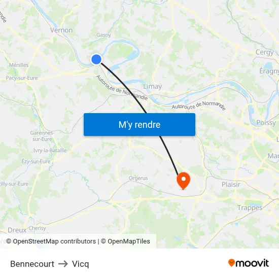 Bennecourt to Vicq map