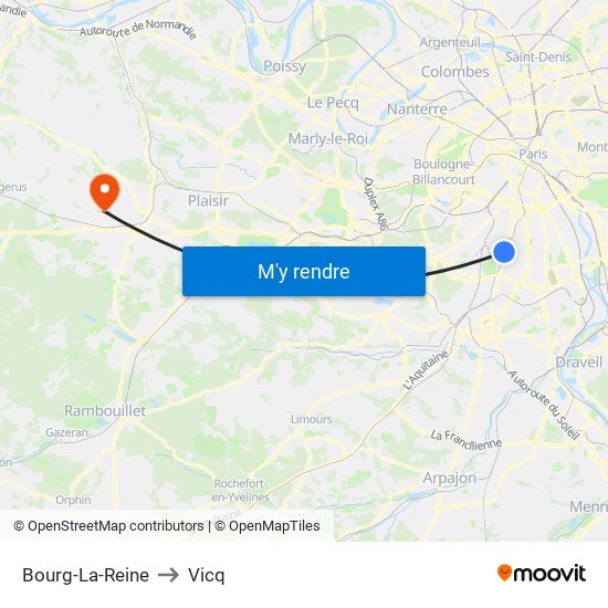 Bourg-La-Reine to Vicq map