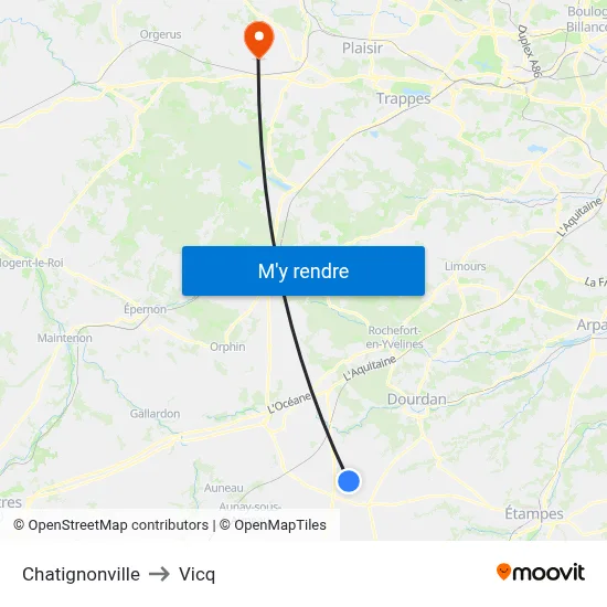 Chatignonville to Vicq map