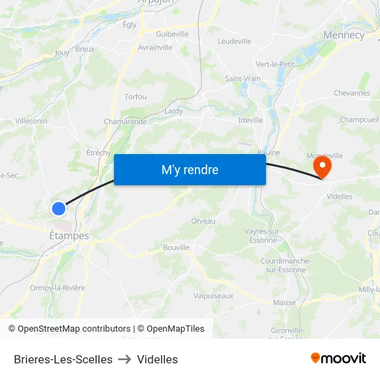 Brieres-Les-Scelles to Videlles map