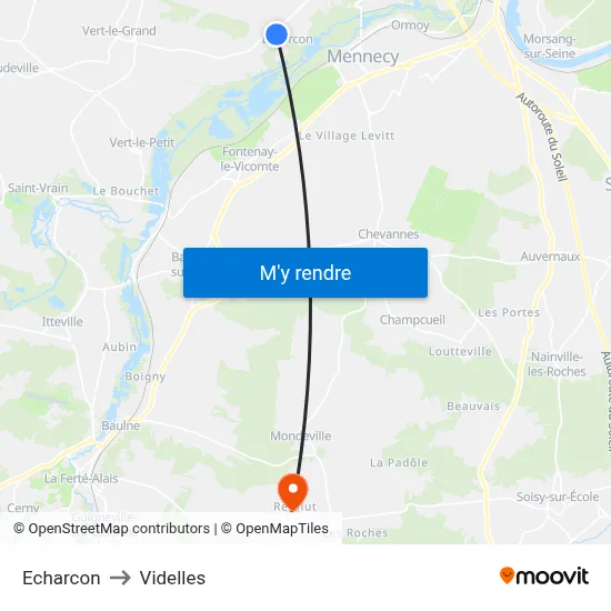 Echarcon to Videlles map