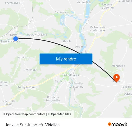 Janville-Sur-Juine to Videlles map