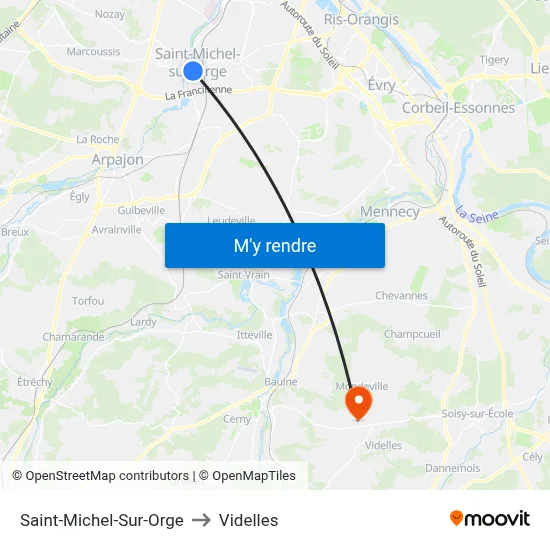 Saint-Michel-Sur-Orge to Videlles map