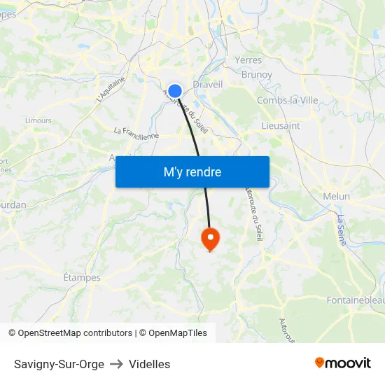 Savigny-Sur-Orge to Videlles map