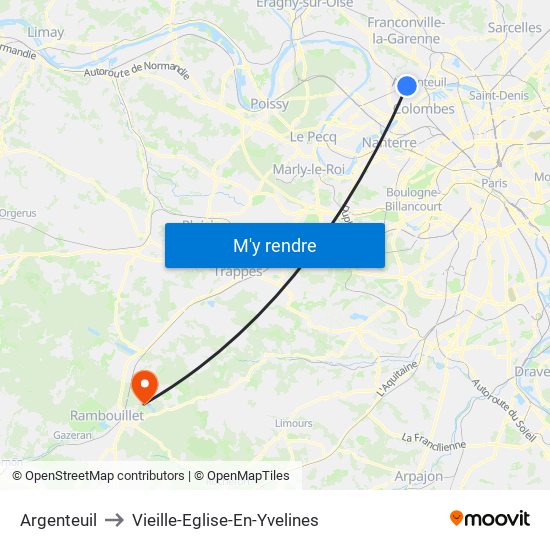 Argenteuil to Vieille-Eglise-En-Yvelines map