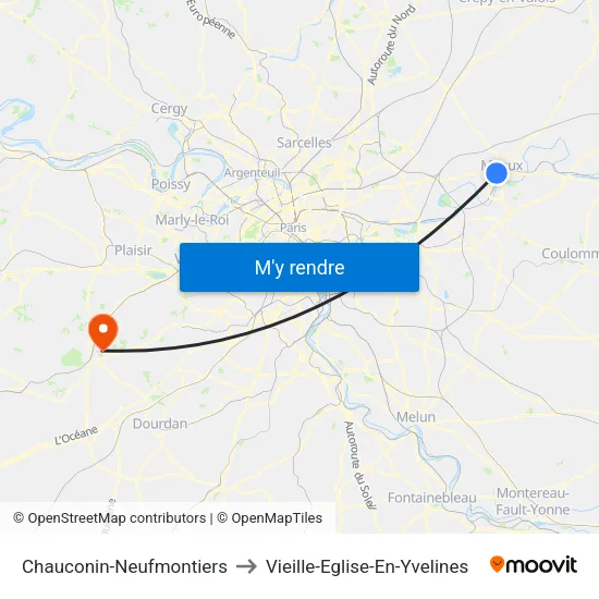 Chauconin-Neufmontiers to Vieille-Eglise-En-Yvelines map