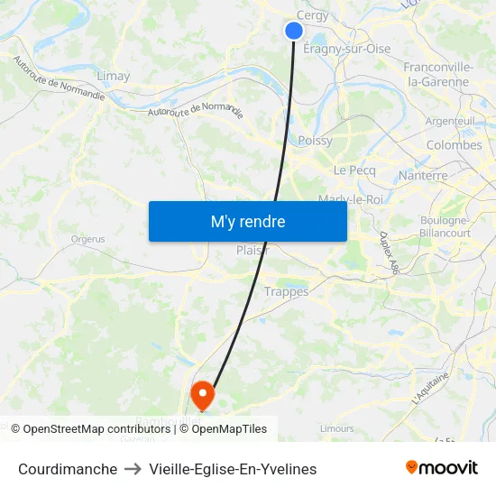 Courdimanche to Vieille-Eglise-En-Yvelines map
