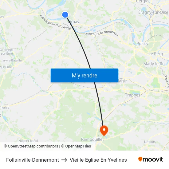 Follainville-Dennemont to Vieille-Eglise-En-Yvelines map