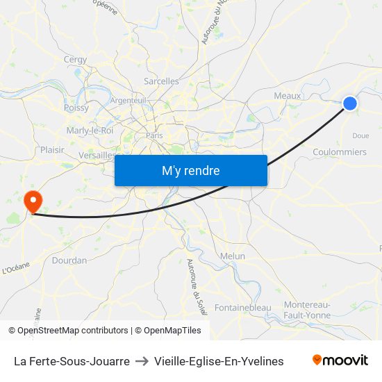 La Ferte-Sous-Jouarre to Vieille-Eglise-En-Yvelines map