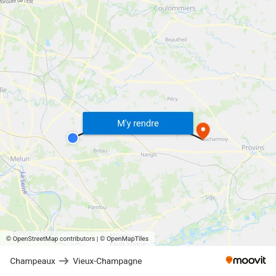 Champeaux to Vieux-Champagne map